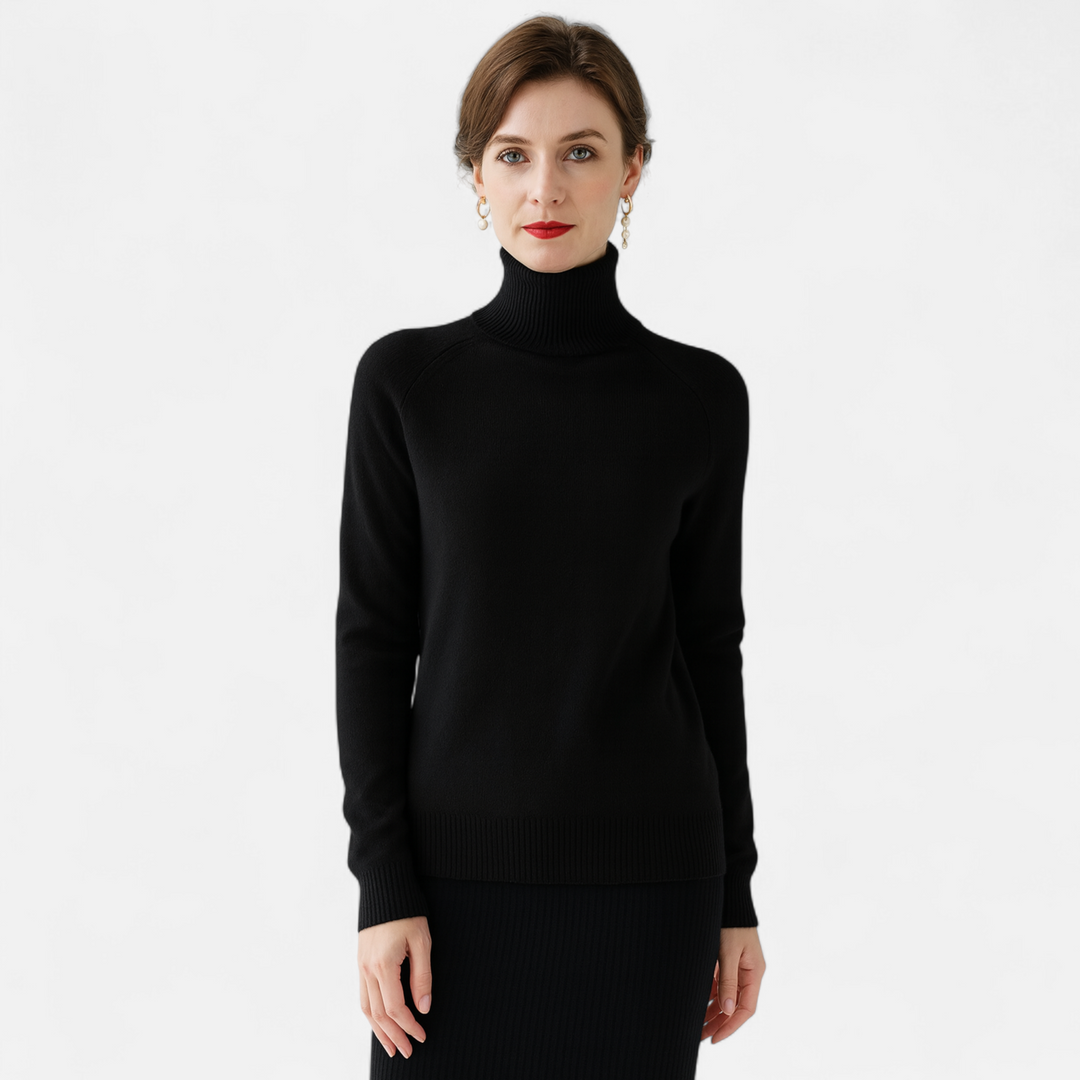 Elegant Women's Merino Cashmere Turtleneck Sweater