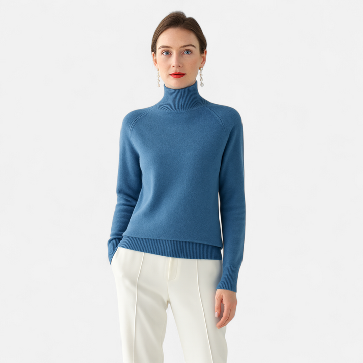 Elegant Women's Merino Cashmere Turtleneck Sweater