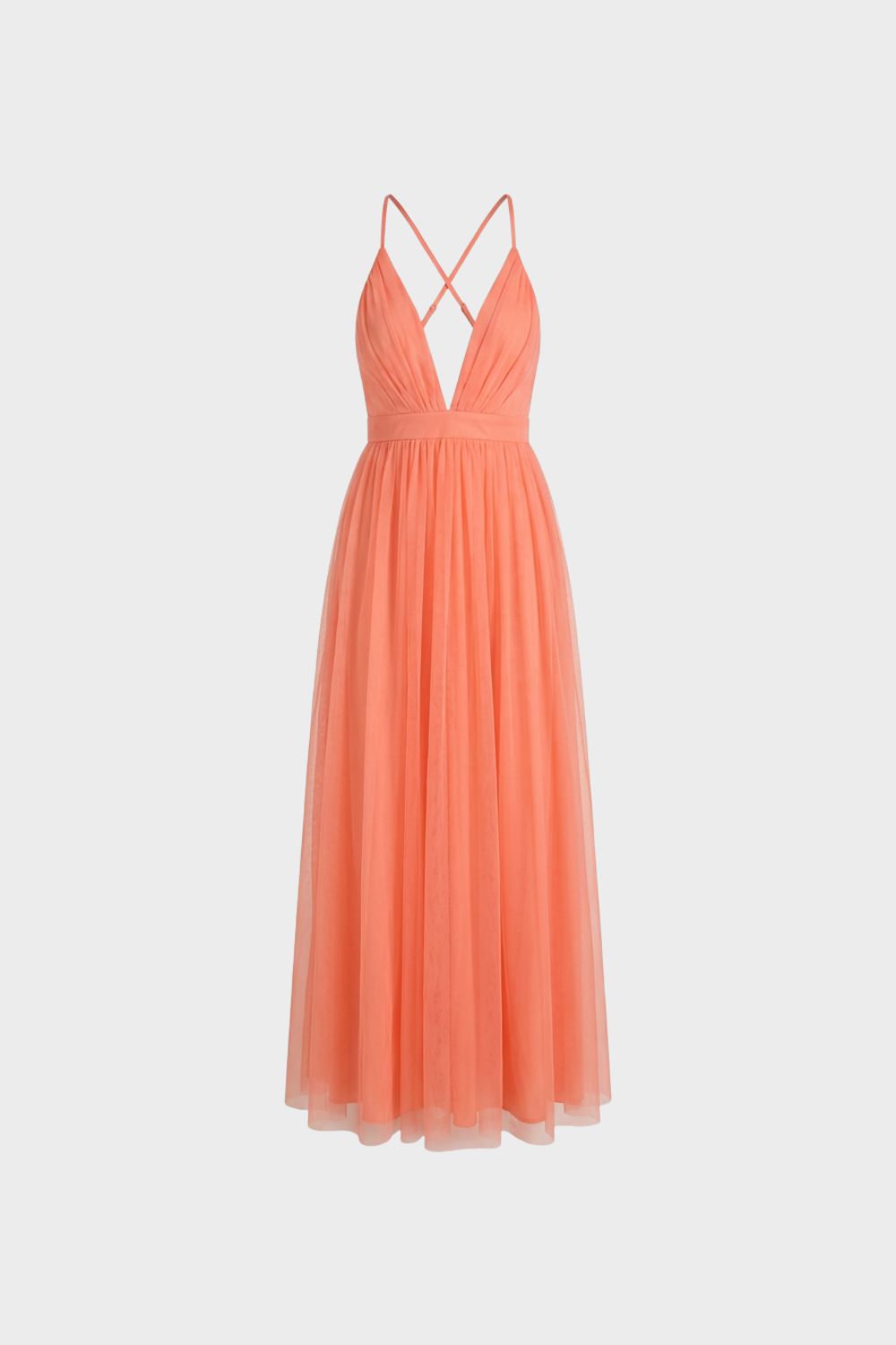 Elegant Flowing Women's Maxi Dress with V-Neck and Spaghetti Straps