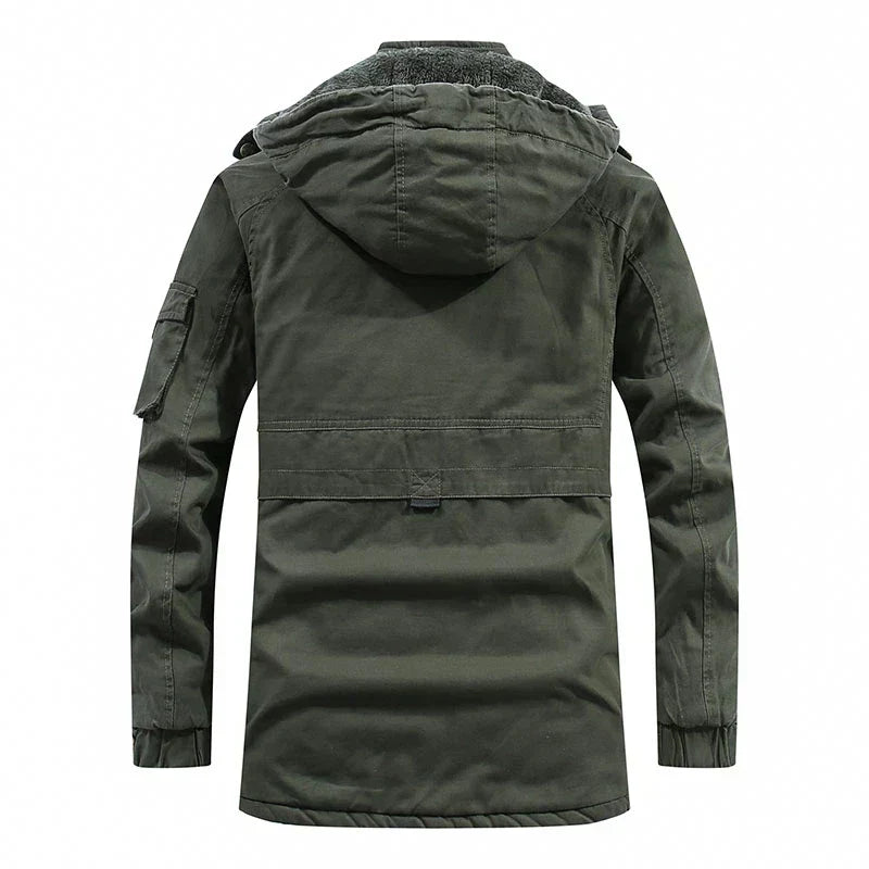 Fleece-Lined Warm Men's Winter Jacket with Hood