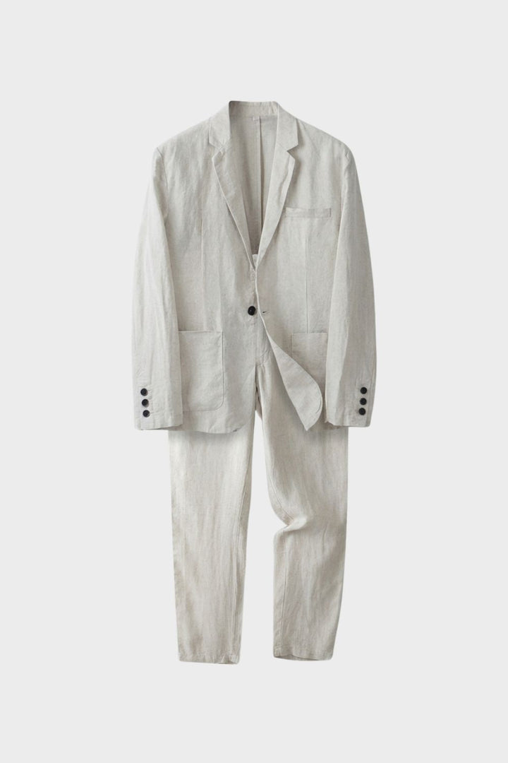 Elegant Lightweight Men's Linen Suit Set with Blazer and Trousers