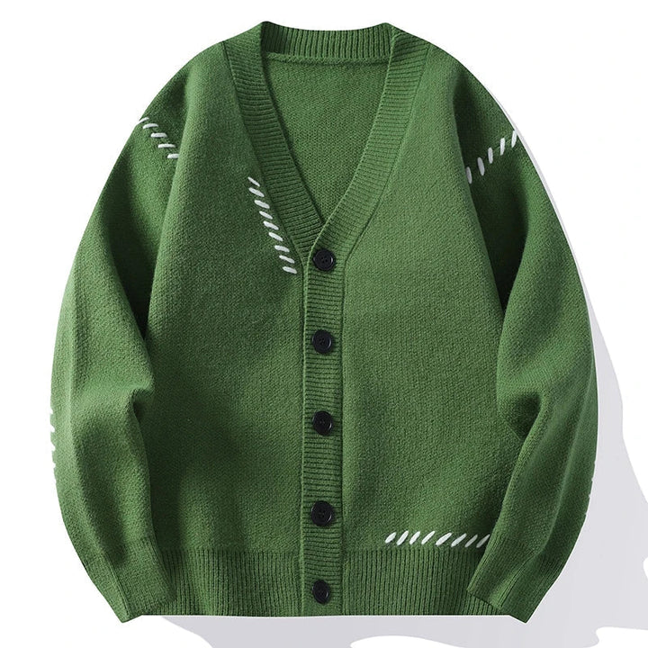 Structured Men's Sweater with Signature Embroidery Pattern - Lightweight Warmth