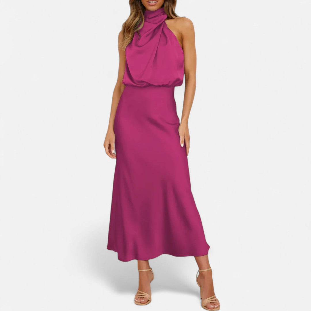 Women's Elegant Sleeveless Long Satin Dress