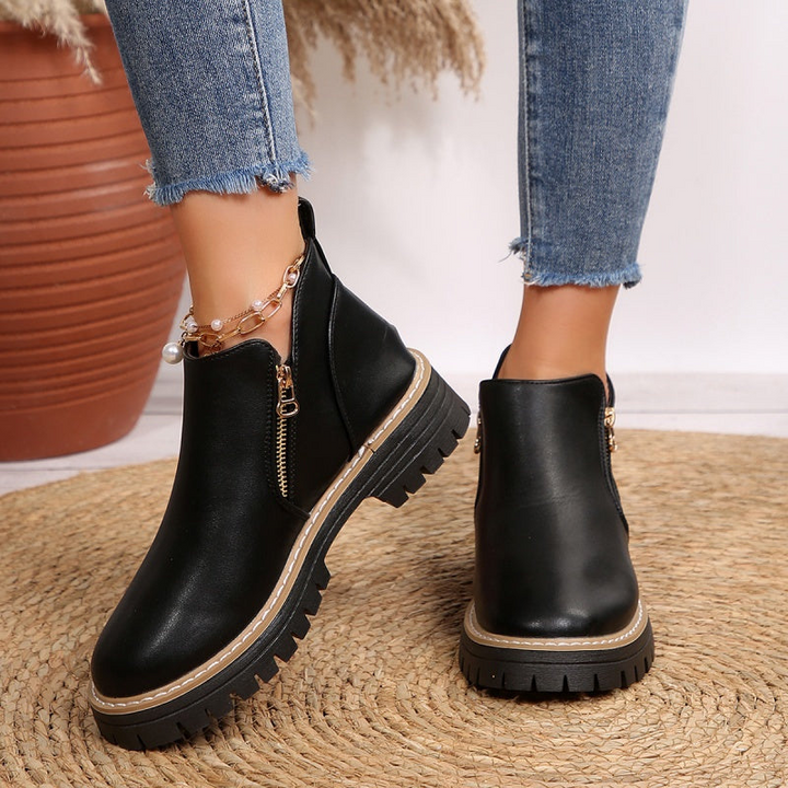 Elegant Women's Ankle Boots with Orthopedic Comfort - Black