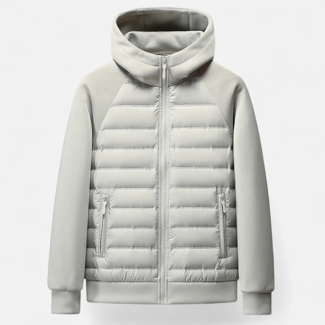 Warm Hooded Down Jacket for Men - Quilted and Lightweight