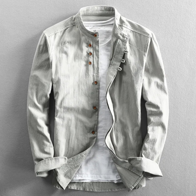 Wrinkle-Free Elegant Men's Button-Front Shirt for Business and Casual Wear