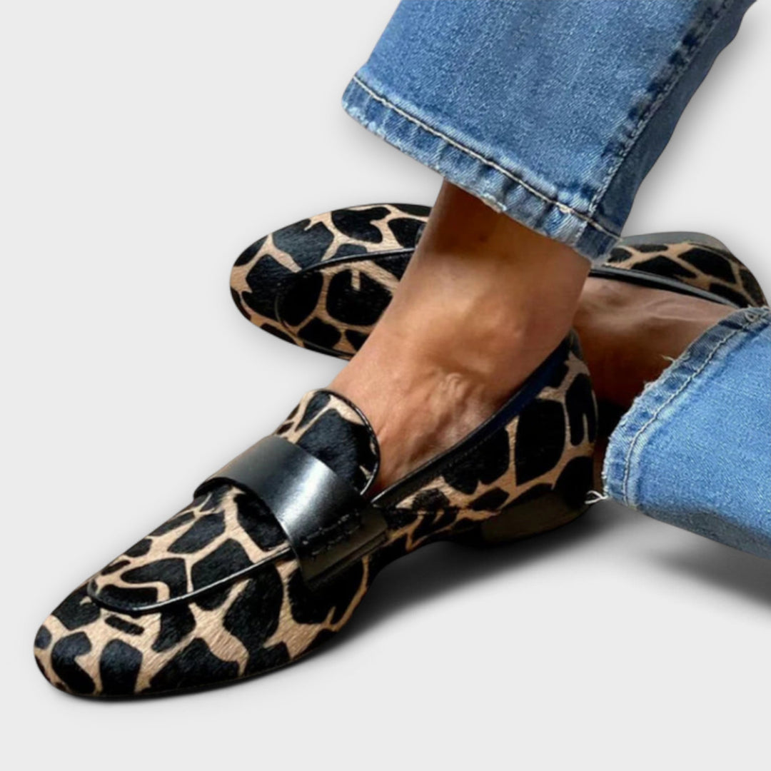 Women's Leopard Print Slippers with Black Trim - Comfortable Animal Print Flats