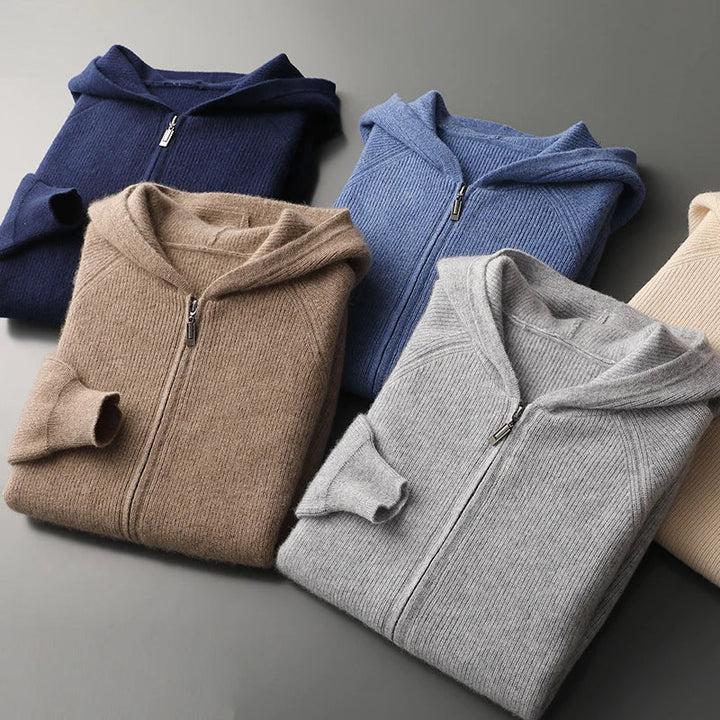 Men's Zip Pullover with Front Zipper - Elegant Knit Sweater for Business and Casual Wear