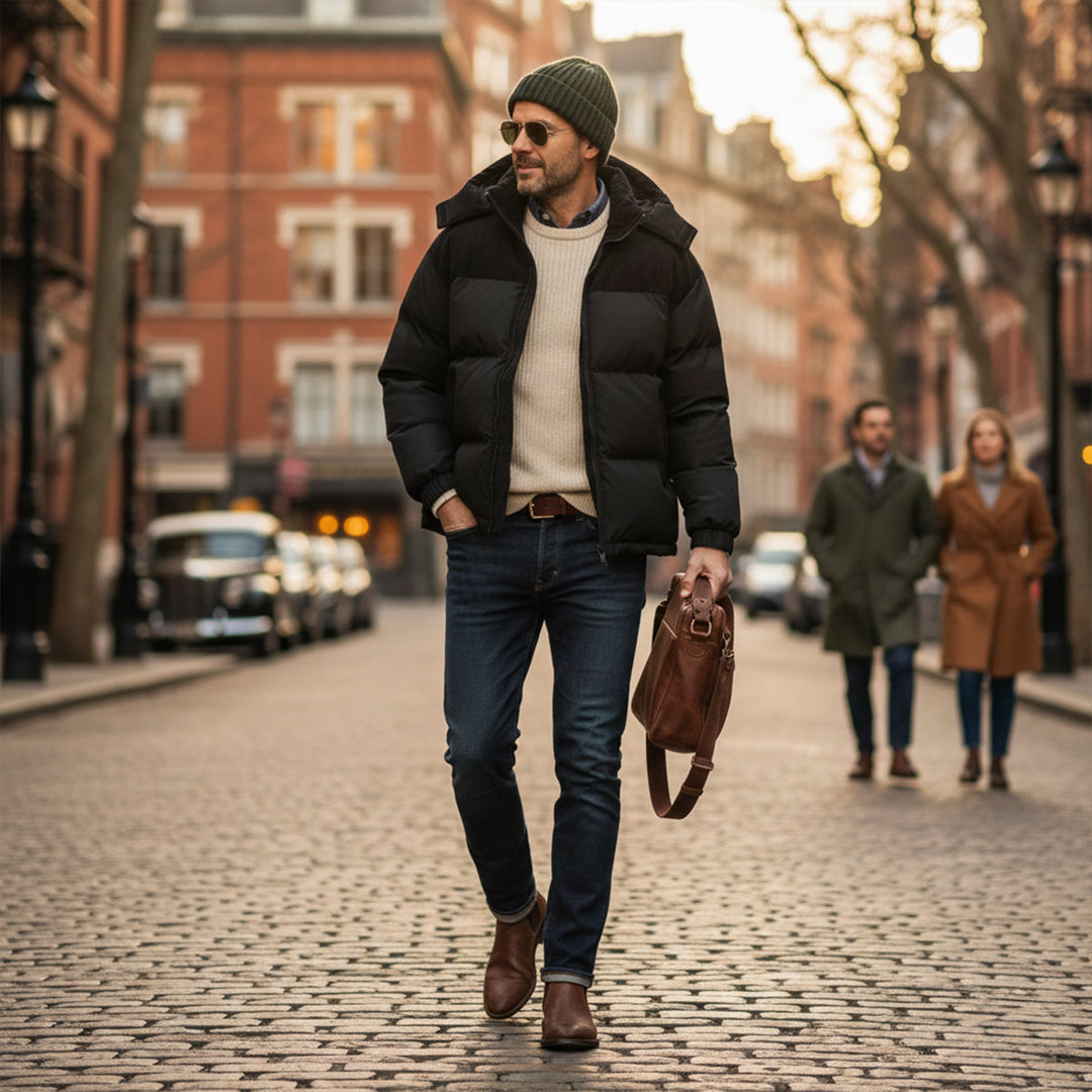 Warm Windproof Men's Winter Puffer Hooded Jacket