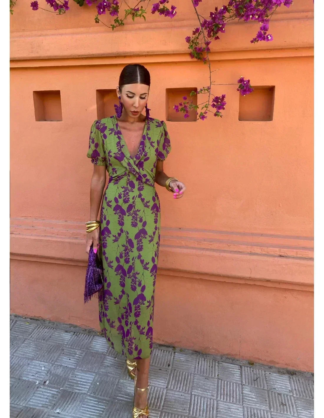 Boho Floral Pleated Women's Summer Maxi Dress