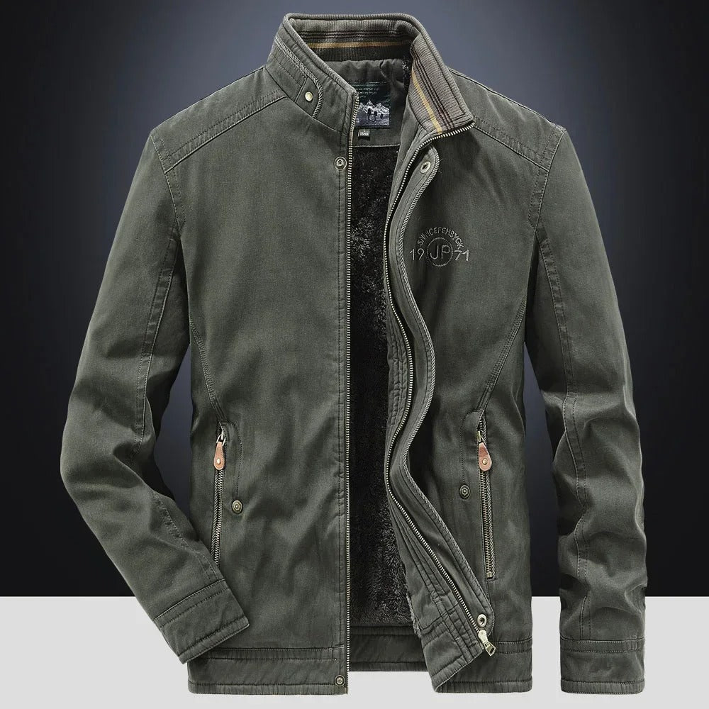 Elegant Cotton Bomber Jacket Men's