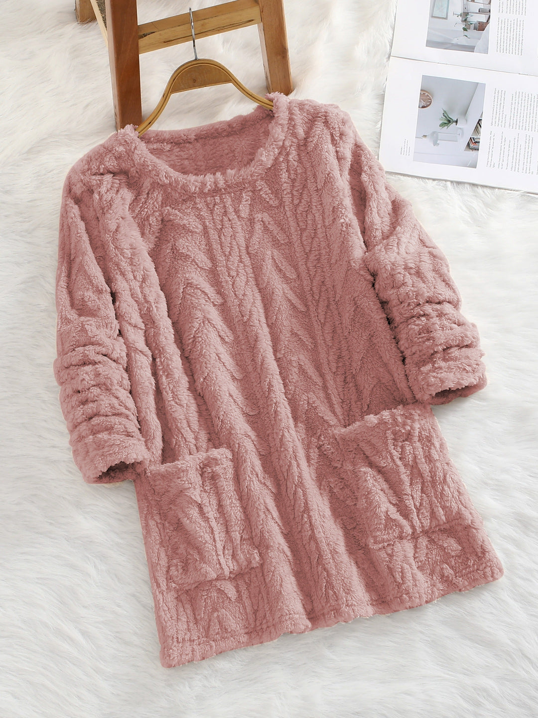 Soft Women's Knit Sweater with Pockets - Loose Fit for Fall & Winter