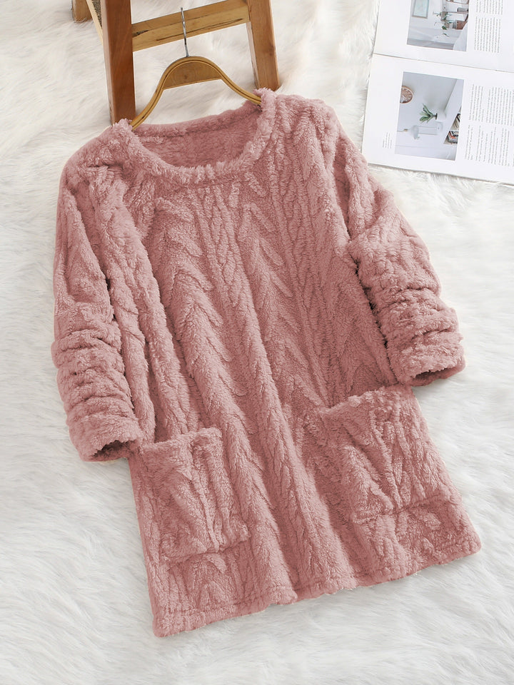 Soft Women's Knit Sweater with Pockets - Loose Fit for Fall & Winter