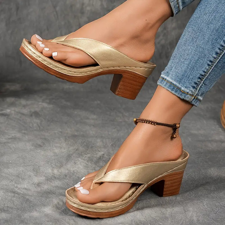 Elegant Ergonomic Women Slip-On Sandal Heels