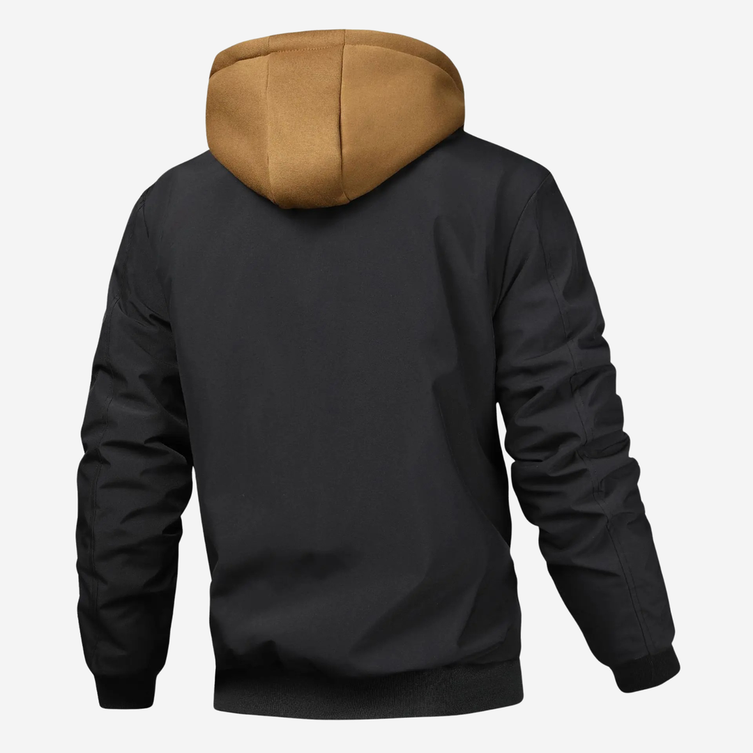 Men's Hooded Bomber Jacket - Quilted and Weather-Resistant for Everyday Wear and Travel