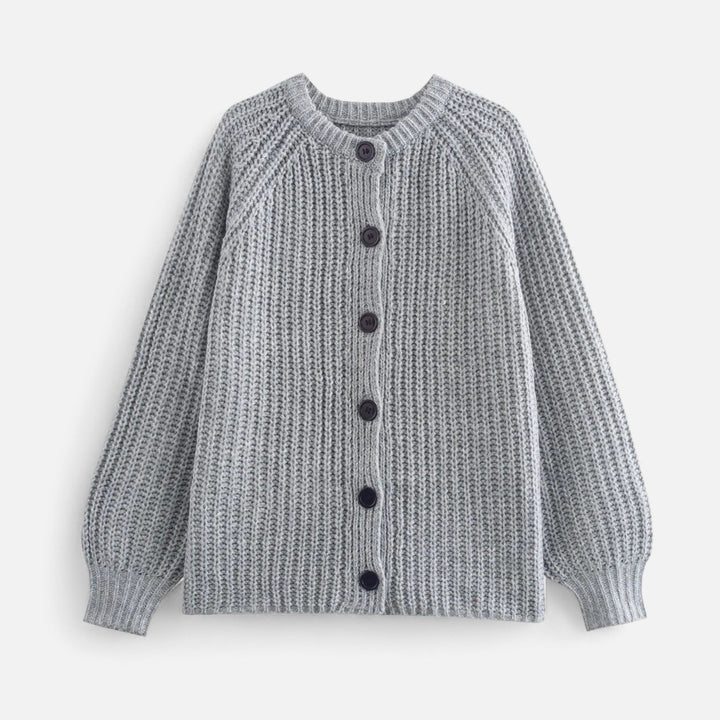 Women's Vintage Knit Cardigan with Round Neckline