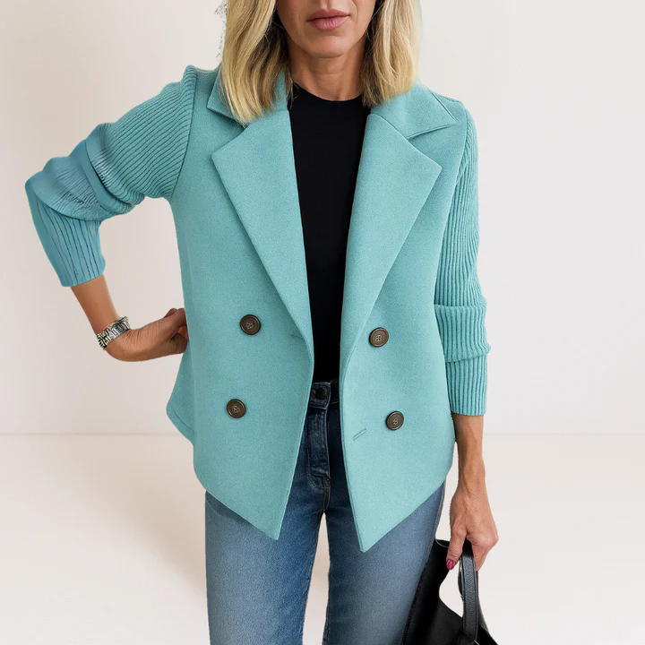 Elegant Women's Casual Blazer with Double-Breasted Closure