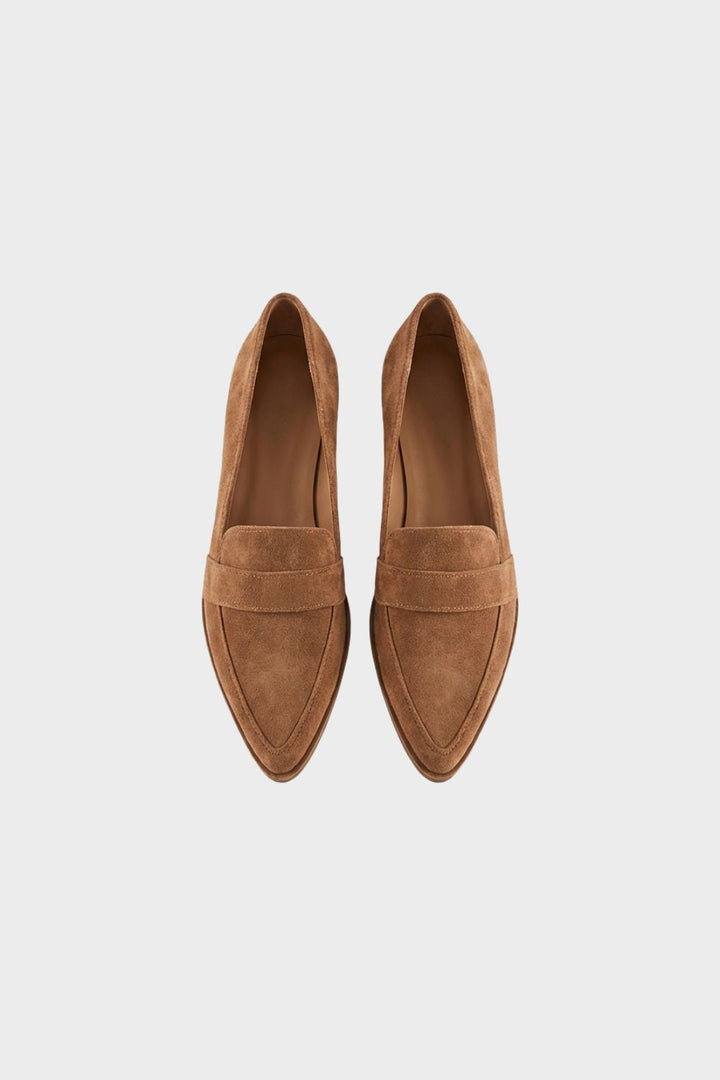 Elegant Pointed-Toe Women's Suede Loafers with Block Heel
