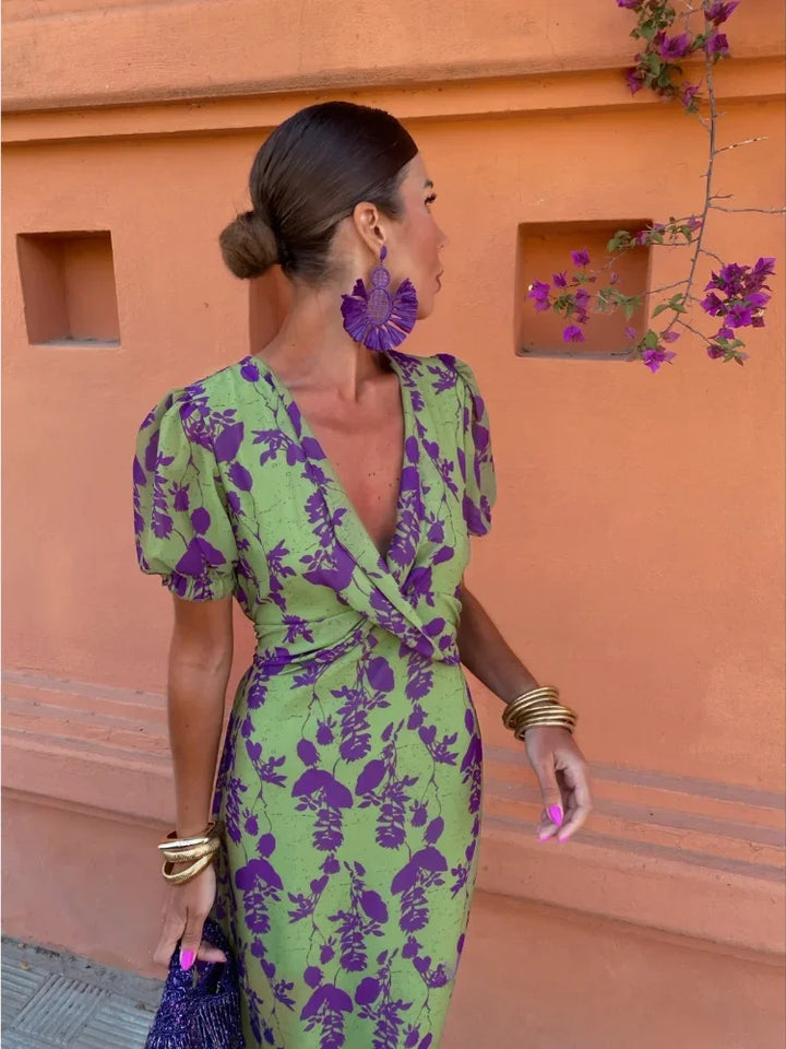 Boho Floral Pleated Women's Summer Maxi Dress