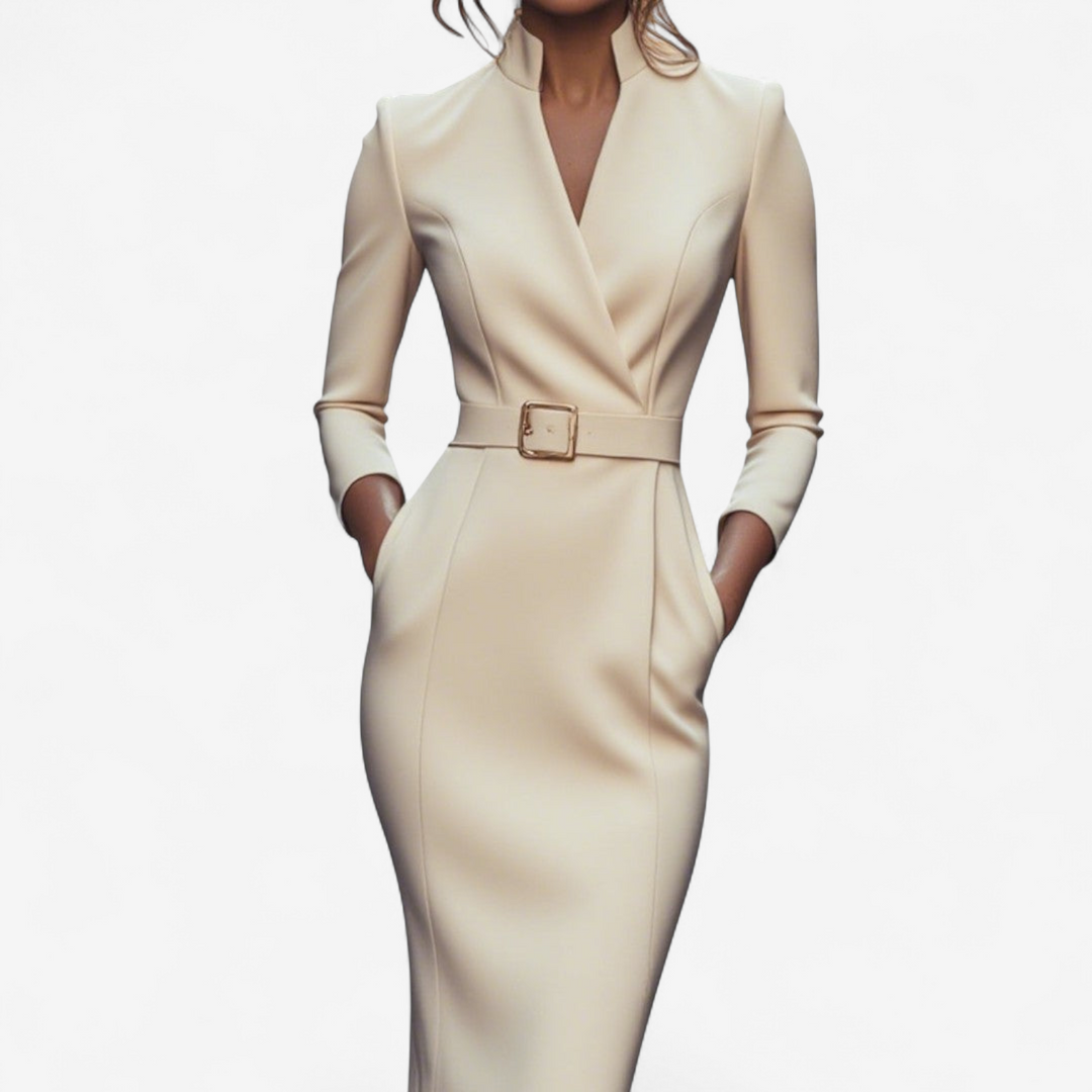 Elegant Belted Women's Dress