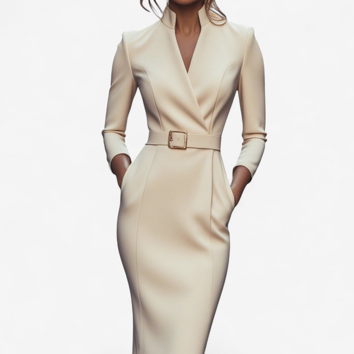 Elegant Belted Women's Dress