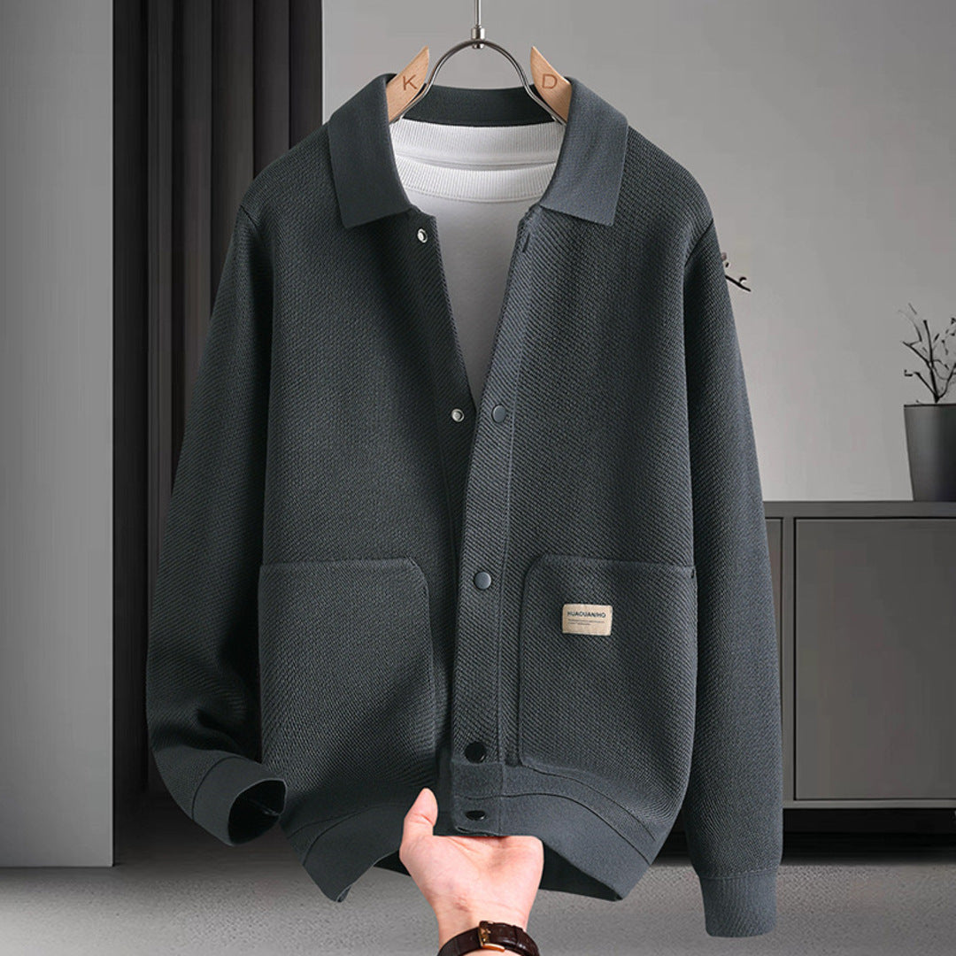 Warm Men's Cardigan - Chunky Knit and Wind-Resistant for Fall and Winter