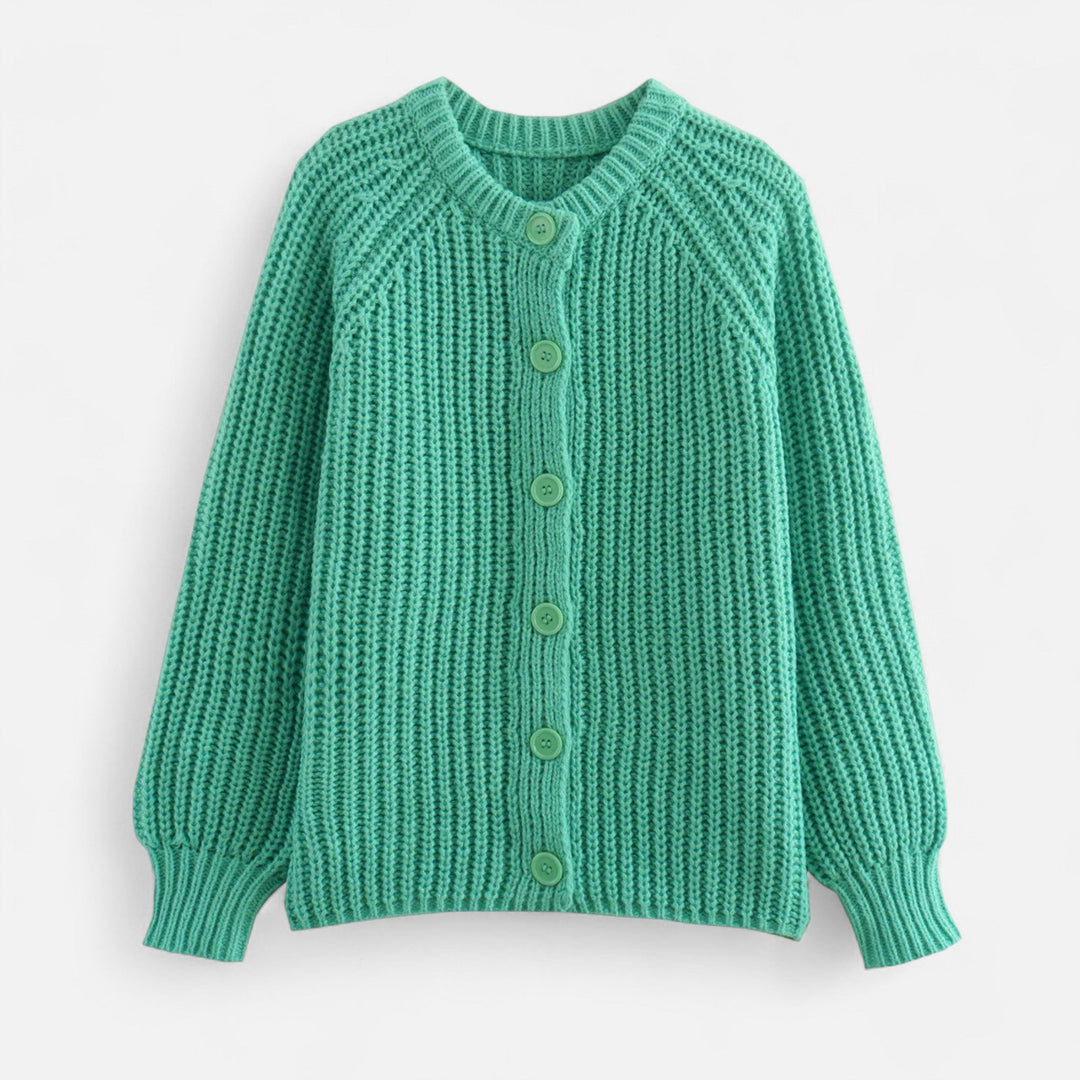 Women's Vintage Knit Cardigan with Round Neckline