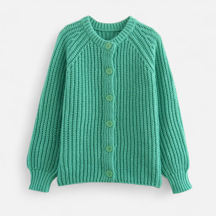 Women's Vintage Knit Cardigan with Round Neckline