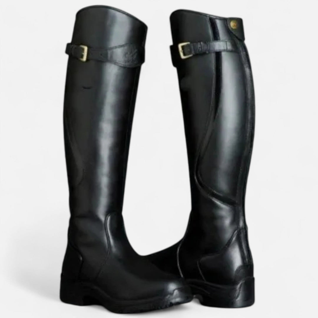 Elegant Women's Knee-High Heeled Boots - PU Leather