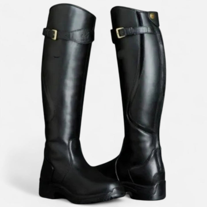 Elegant Women's Knee-High Heeled Boots - PU Leather