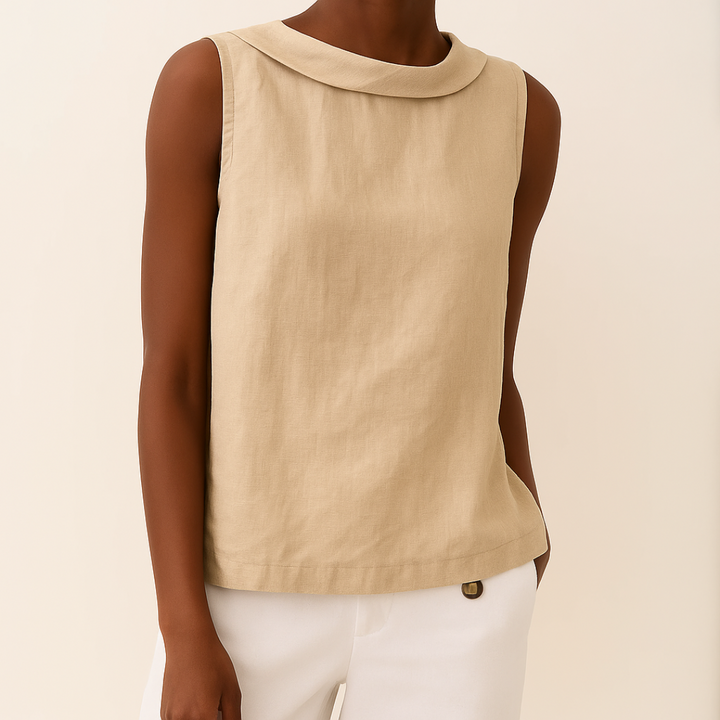 Elegant Chic Women's Sleeveless Roll Collar Top