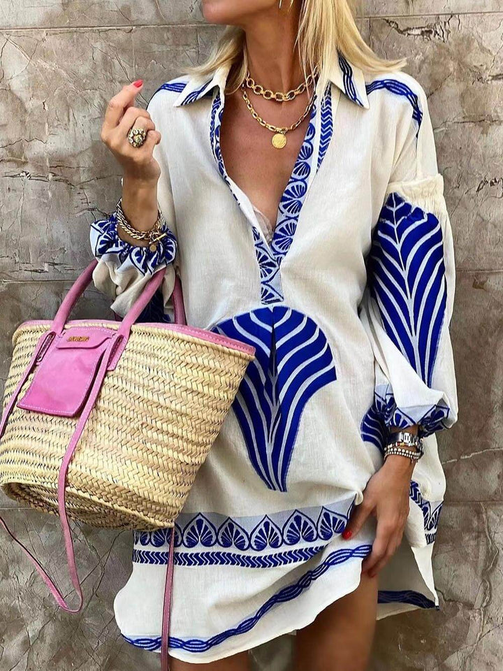 Simple Unique Print Holiday Women Mini Dress