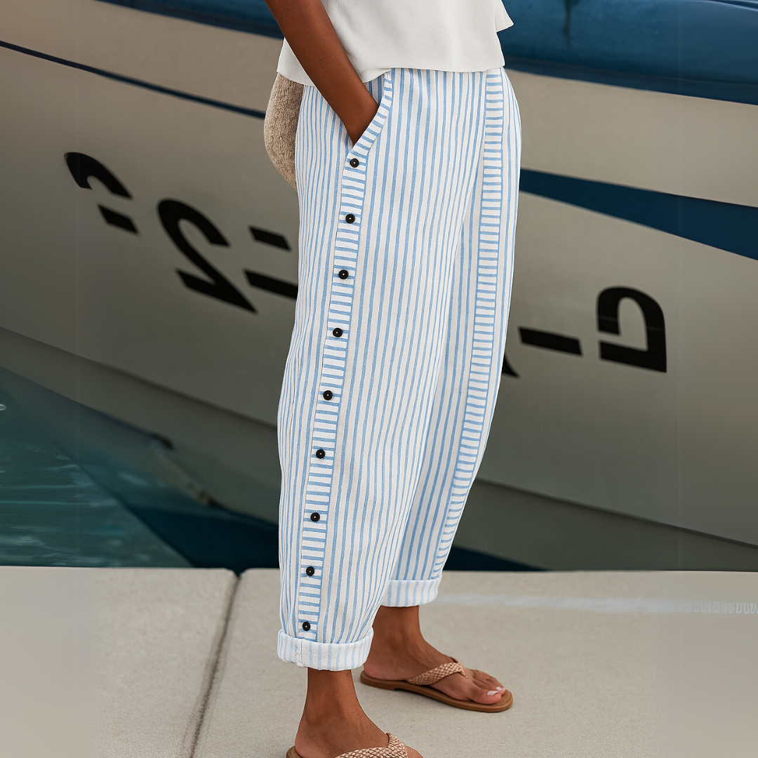 Comfortable Striped Loose Fit Women's Summer Pants