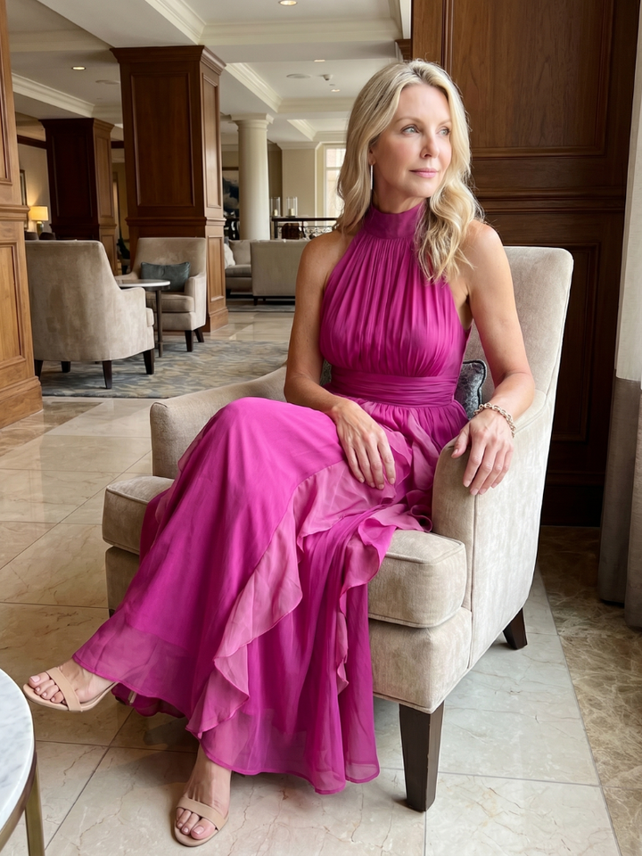 Elegant Flowing Women's Ruffle Layers Maxi Dress