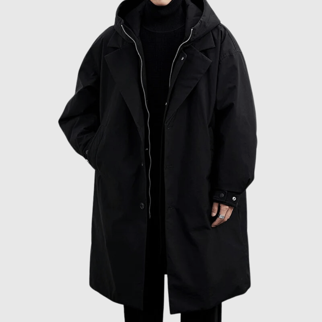 Men's Weather-Resistant Hooded Coat - Water-Repellent and Durable