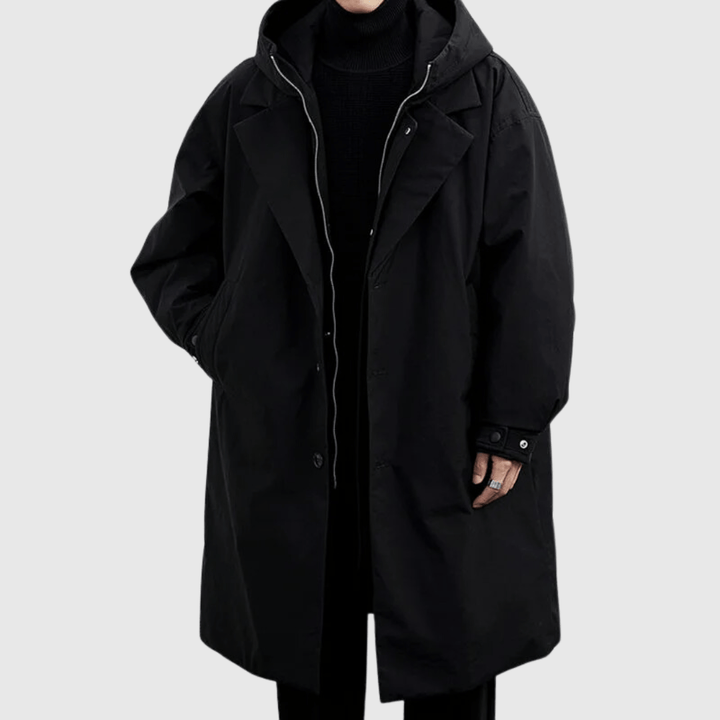 Men's Weather-Resistant Hooded Coat - Water-Repellent and Durable