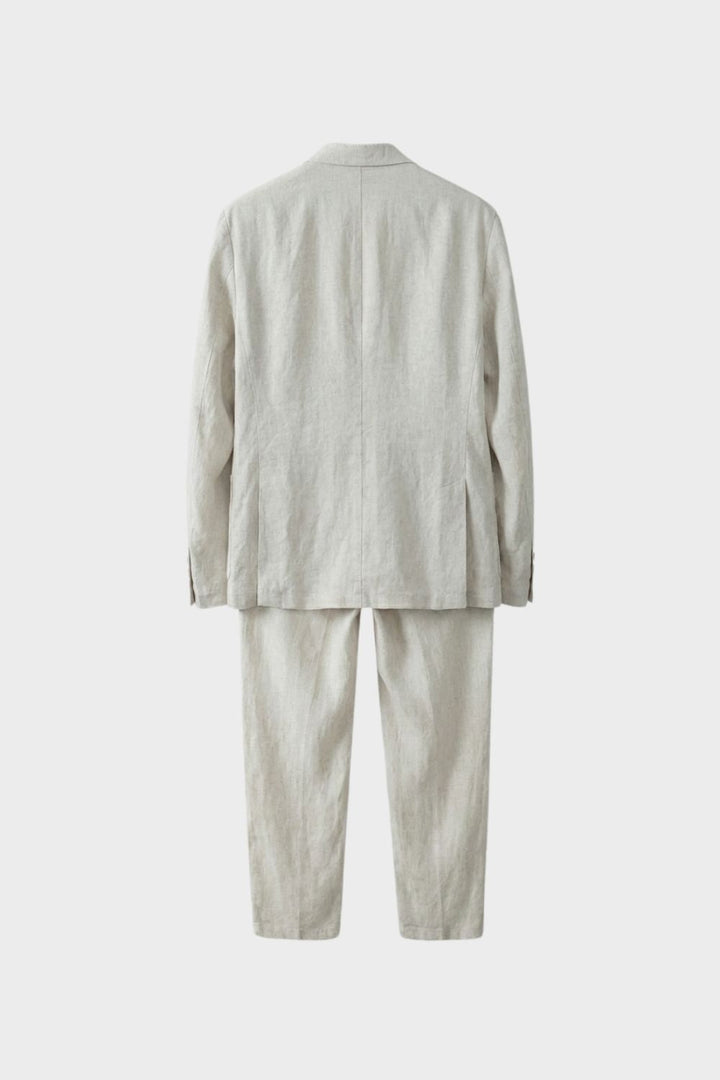 Elegant Lightweight Men's Linen Suit Set with Blazer and Trousers