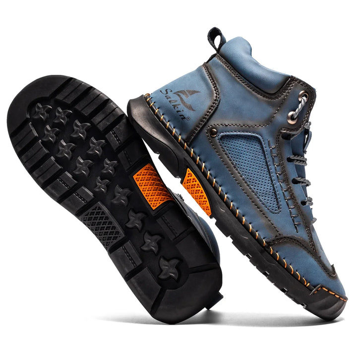 Men's Premium Leather High-Top Sneakers - Waterproof and Breathable