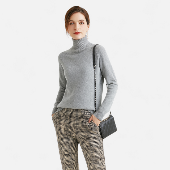 Elegant Women's Merino Cashmere Turtleneck Sweater