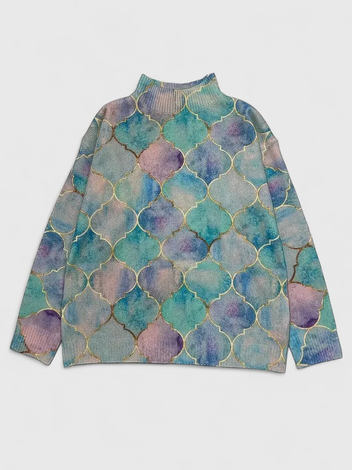 Elegant Multicolor Women's Sweater with Glitter Pattern