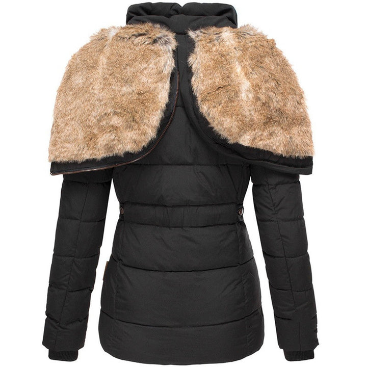 Women's Winter Jacket with Faux Fur Hood - Warm Quilted Jacket Fitted
