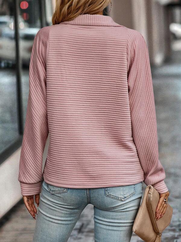 Elegant V-Neck Women's Sweater with Zip Detail
