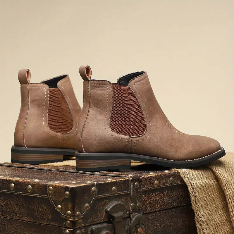 Rugged Men's Boots with Elastic Side Panels - Classic and Durable