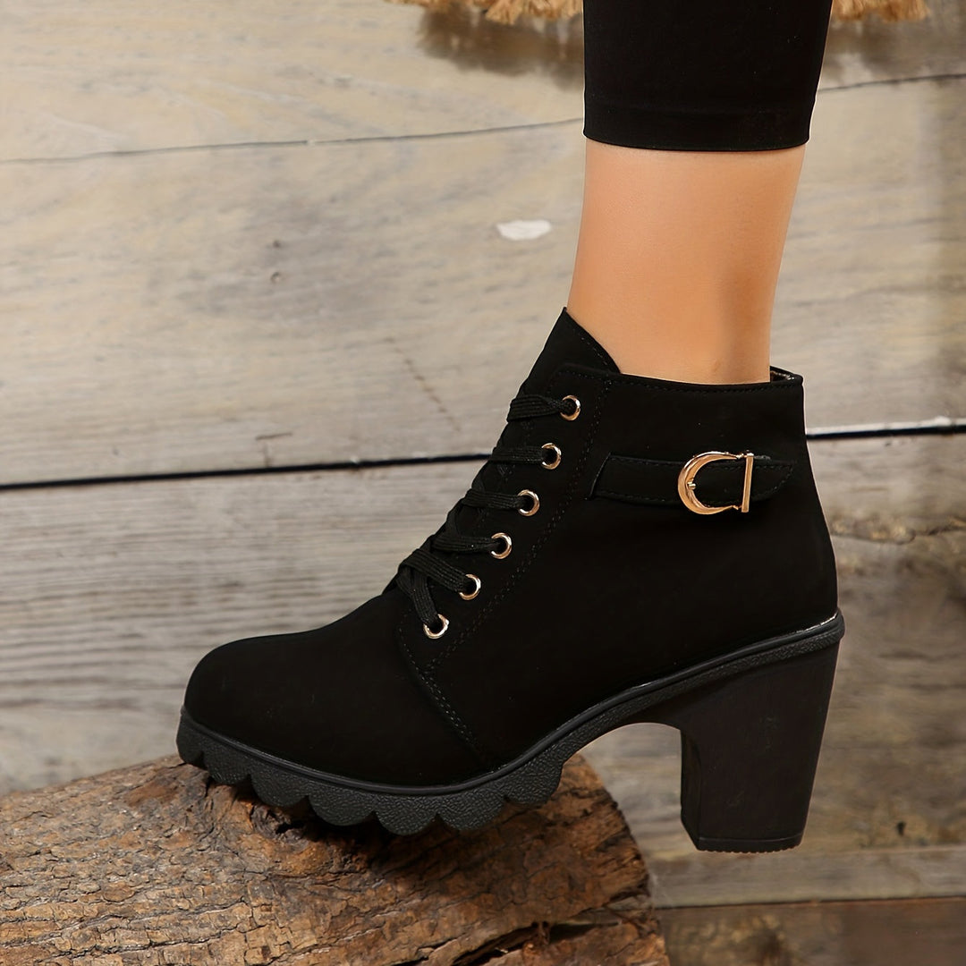 Elegant Women's Block Heel Ankle Boots - Versatile Ankle Boots