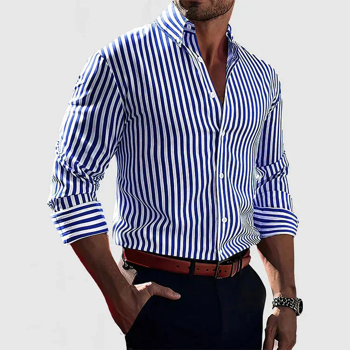 Striped Men's Business Shirt Slim Fit - Classic Elegant Long Sleeve