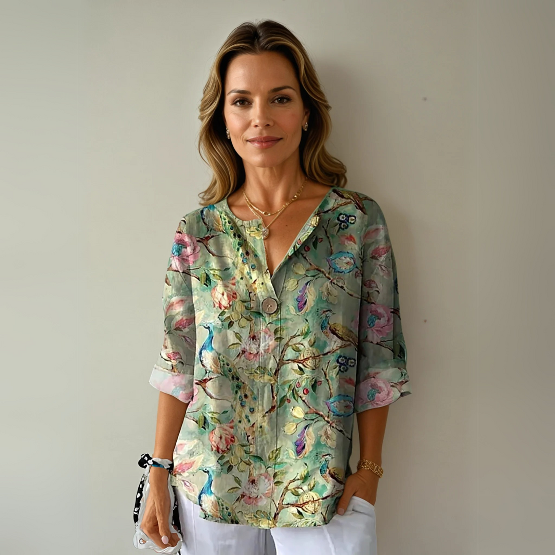 Elegant Floral Print Women's Blouse