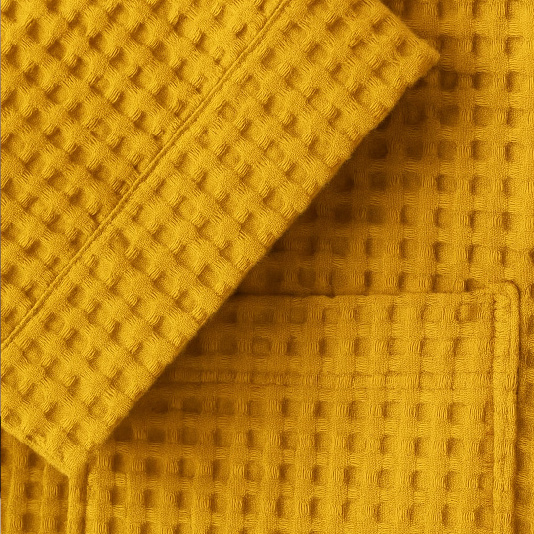 Lightweight Cotton Waffle Men's Spa Bathrobe with Belt
