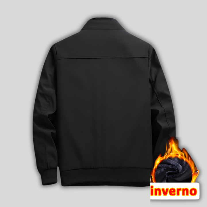 Men's Warm Fleece Winter Jacket - Lined Stand Collar Jacket with Zipper