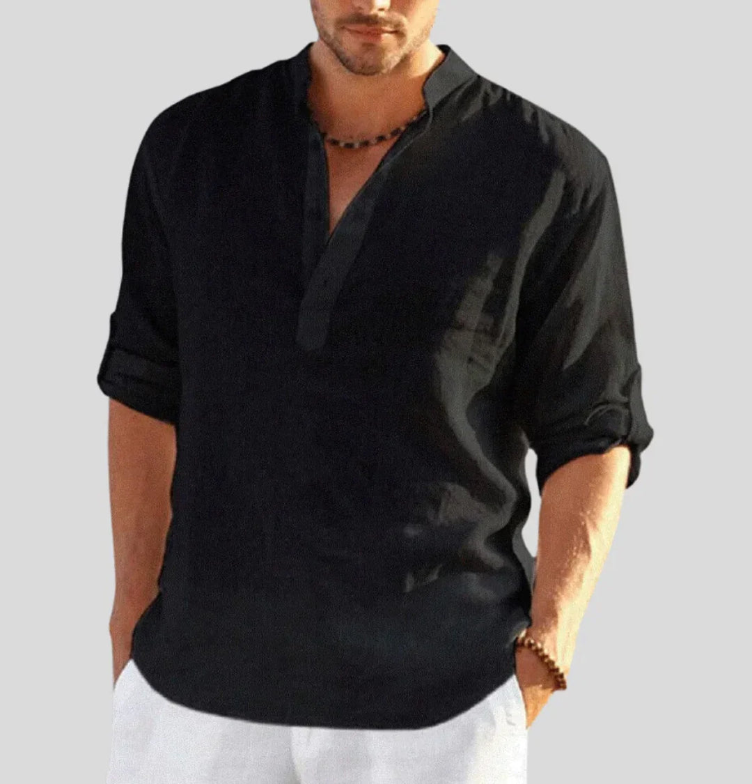 Elegant Men's Linen Shirt with Collar - Airy, Lightweight, and Versatile