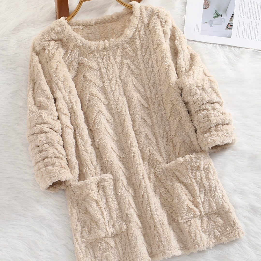 Soft Women's Knit Sweater with Pockets - Loose Fit for Fall & Winter